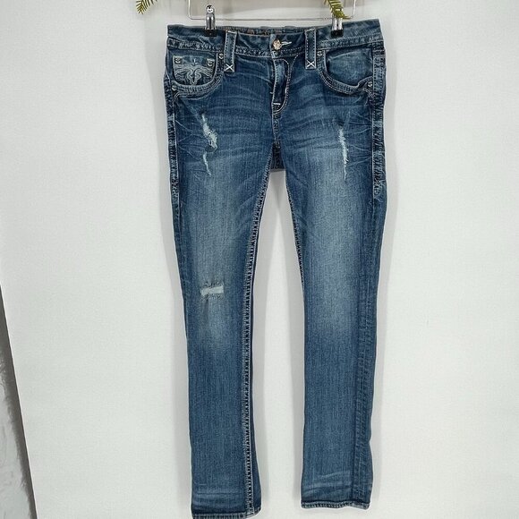 Rock Revival Jeans Size 30 Alivia Straight Leg  Low Rise - Picture 2 of 16